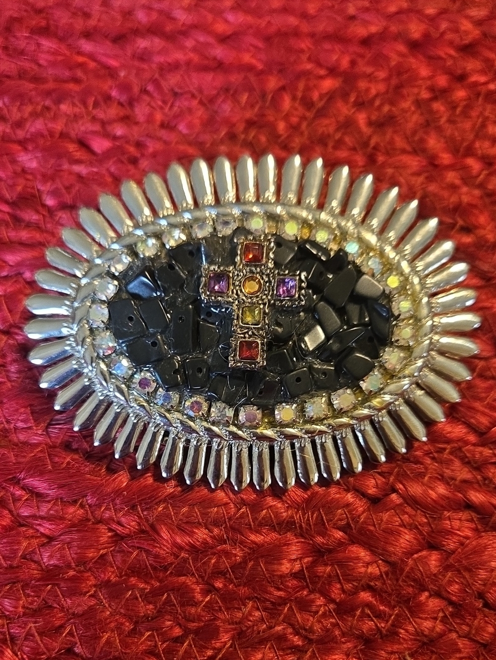 Multicolor Jeweled Statement Belt Buckle